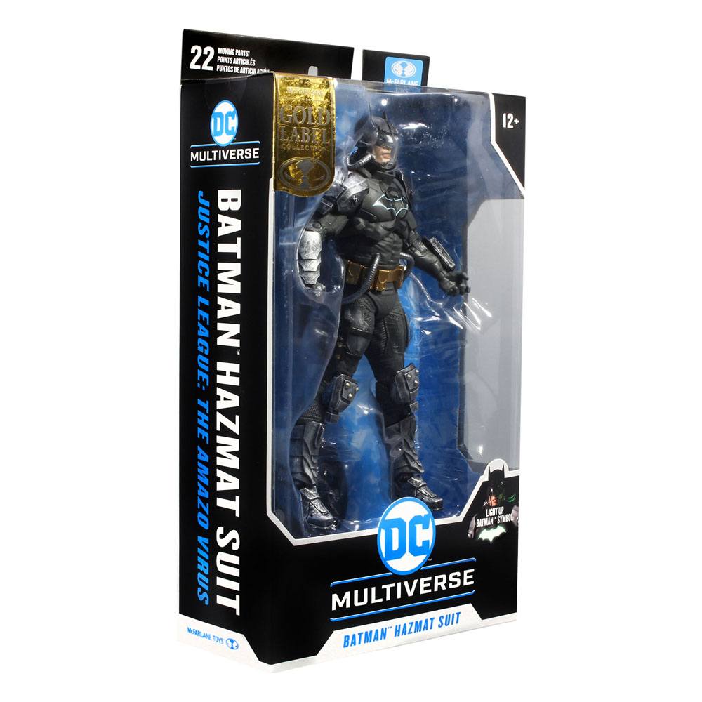 DC Multiverse Actionfigur Batman Hazmat Suit Gold Label Light Up Batman Symbol 18 cm