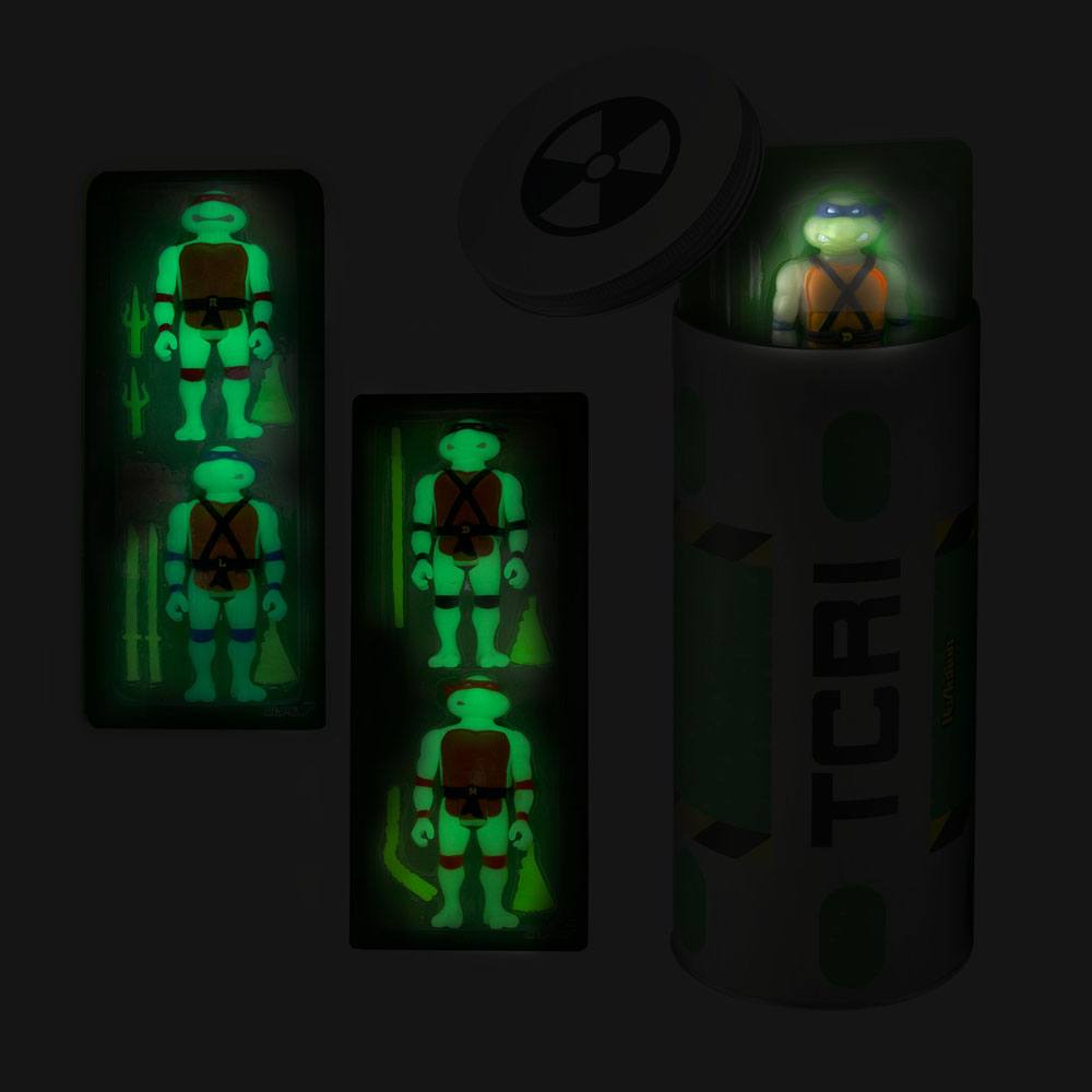 Teenage Mutant Ninja Turtles ReAction Actionfiguren 4er-Pack Ooze Canister GITD SDCC 2020 10 cm